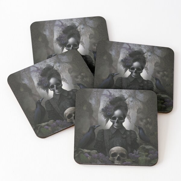 Item preview, Victorian Gothic Skull – Dark Elegance with Ravens and Flowers designed and sold by Talevin.