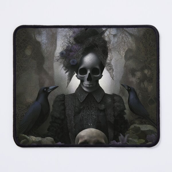 Item preview, Victorian Gothic Skull – Dark Elegance with Ravens and Flowers designed and sold by Talevin.
