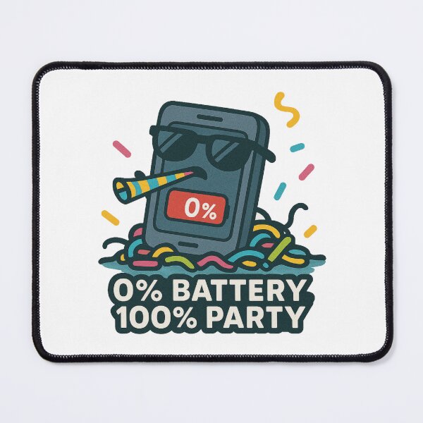 Item preview, 0% Battery 100% Party Funny Sticker designed and sold by NitkiStudio.