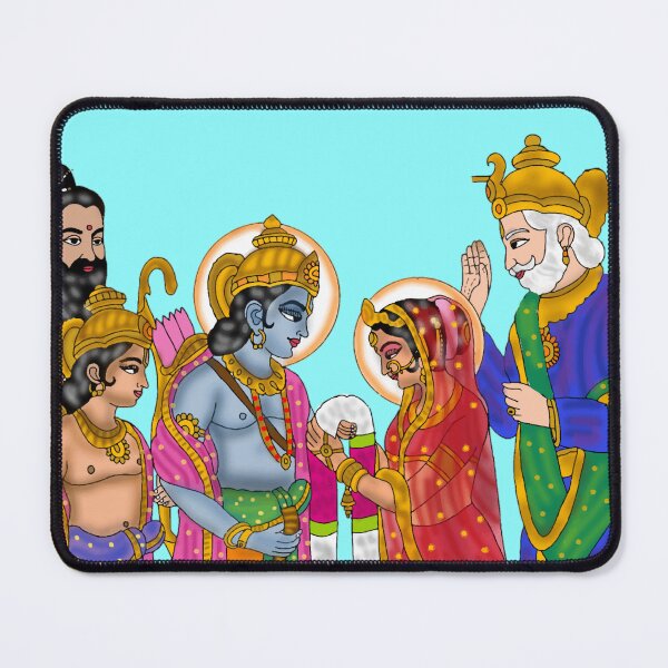 Item preview, SitaRam Marriage Digital Painting | Lord Ram and Mata Sita Vivah Art | Ramayana Wedding Spiritual Wall Decor designed and sold by Harshit_Digital_Arts.