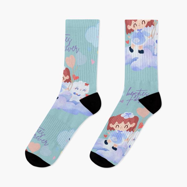 Item preview, Besties Forever | Cute Kawaii Cartoon Friends | Soft Blue Cloud & Heart Aesthetic designed and sold by BushraDesgin.