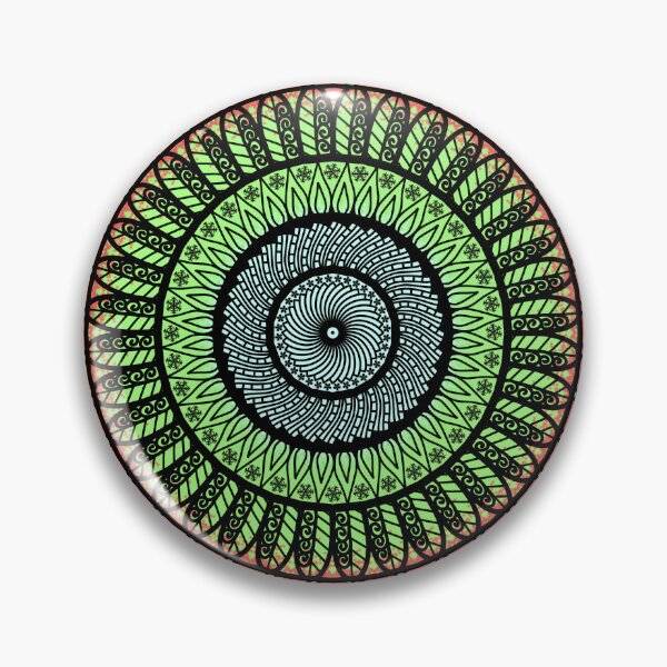 Item preview, Red and green Christmas floral festive holidays snowflake ornament mandala pattern designed and sold by DivineMandala.