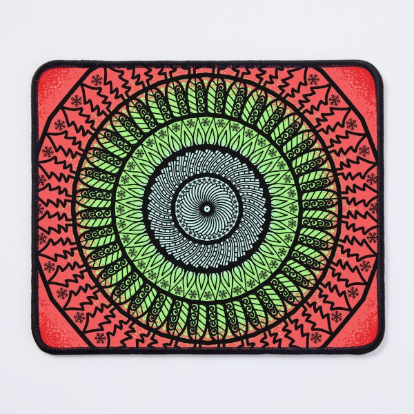 Item preview, Red and green Christmas floral festive holidays snowflake ornament mandala pattern designed and sold by DivineMandala.