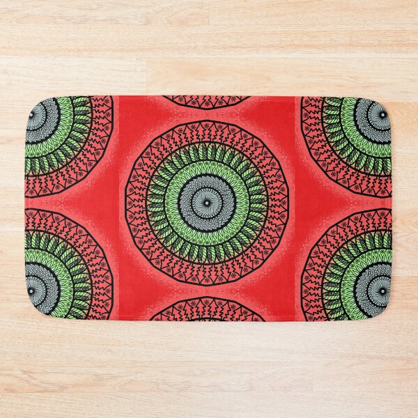 Item preview, Red and green Christmas floral festive holidays snowflake ornament mandala pattern designed and sold by DivineMandala.
