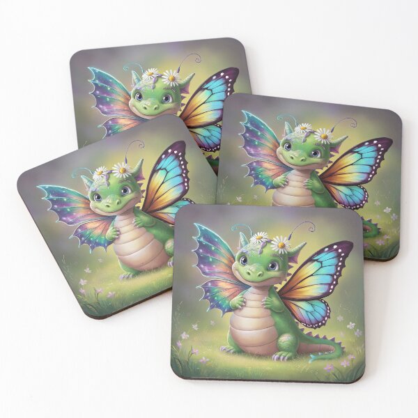Item preview, cute dragon smiling fantasy cute dragon with butterfly wings with flowers on a green meadow,Legendary Animals,dragon art,Legendary dragon designed and sold by Expressions-Sel.