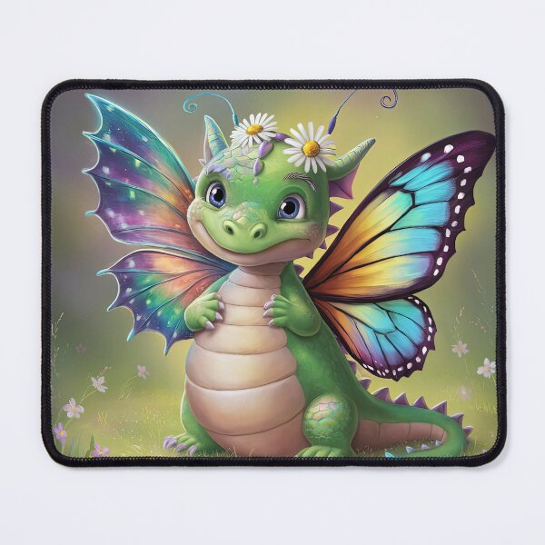 Item preview, cute dragon smiling fantasy cute dragon with butterfly wings with flowers on a green meadow,Legendary Animals,dragon art,Legendary dragon designed and sold by Expressions-Sel.