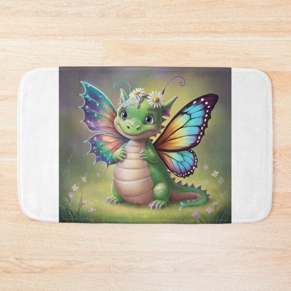 Item preview, cute dragon smiling fantasy cute dragon with butterfly wings with flowers on a green meadow,Legendary Animals,dragon art,Legendary dragon designed and sold by Expressions-Sel.