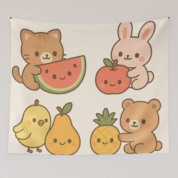 Item preview, Kawaii Animals Playing with Fruits designed and sold by _Smiley_.
