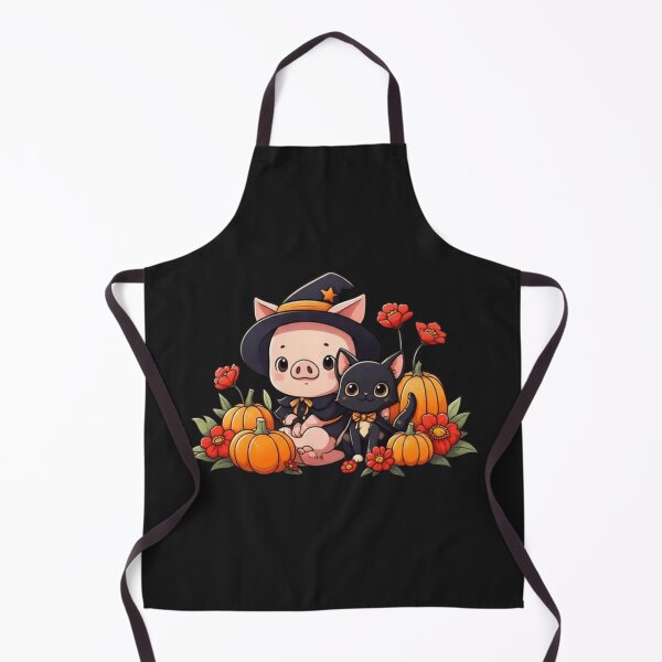 Item preview, Cute Chibi Pig with Black Cat – Funny Kawaii Halloween Design designed and sold by ColorSplash123.