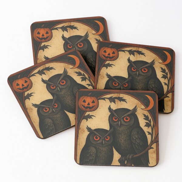 Item preview, The Watchers in the Rafters – Gothic Owl Sentinels designed and sold by ModernTreasure.