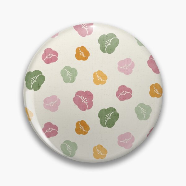 Item preview, Whimsy Ume Plum Blossom Toss in Pink, Green, Gold & Orange – Playful Japanese Floral Pattern – Seigaiha Bloom Collection by Studio Meggi designed and sold by StudioMeggi.
