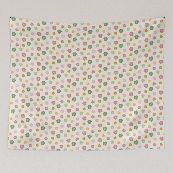 Item preview, Whimsy Ume Plum Blossom Toss in Pink, Green, Gold & Orange – Playful Japanese Floral Pattern – Seigaiha Bloom Collection by Studio Meggi designed and sold by StudioMeggi.