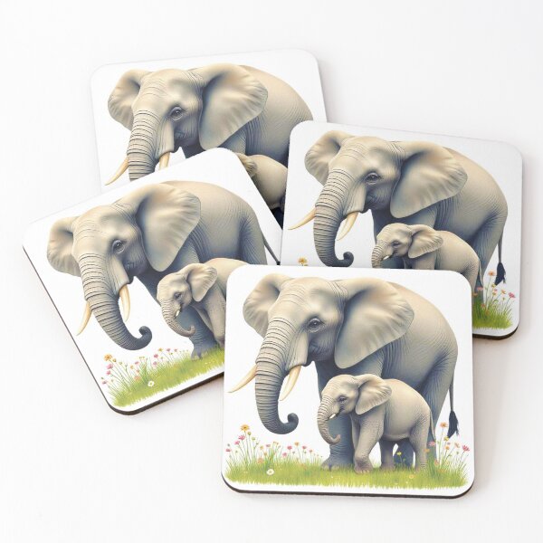 Item preview, Mother elephant and baby elephant designed and sold by AnuNP.