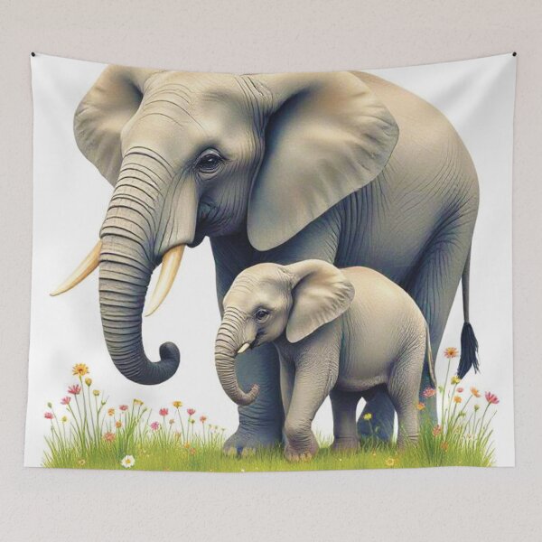 Item preview, Mother elephant and baby elephant designed and sold by AnuNP.