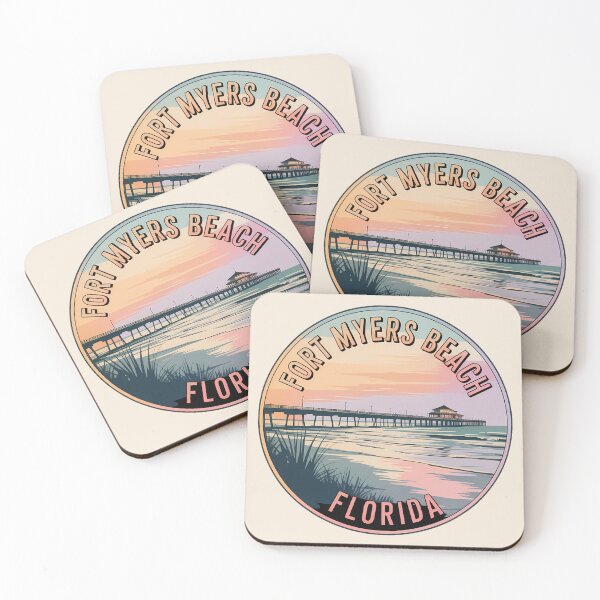 Item preview, Fort Myers Beach Florida Pier Retro Sunset Sticker designed and sold by Horizon Tales.