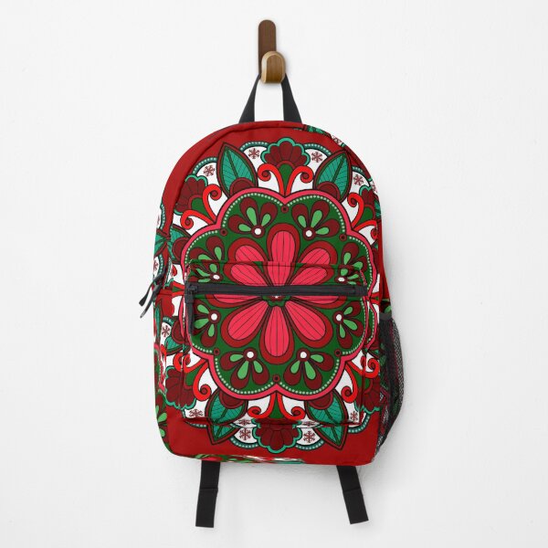 Item preview, Merry Christmas festive red green holidays snowflake ornament mandala pattern designed and sold by DivineMandala.