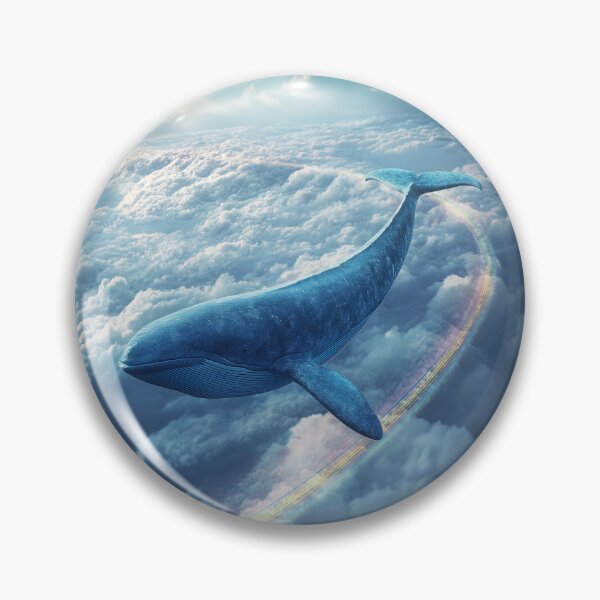 Aperçu de l'œuvre Baleine volant à travers les nuages avec un arc-en-ciel créée et vendue par davidonstudio.