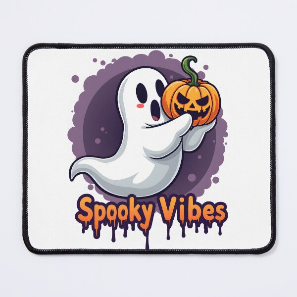 Item preview, Spooky Ghost & Pumpkin Halloween T-Shirt – Cute Scary “Spooky Vibes” Design T-Shirt designed and sold by RogueDoodles.