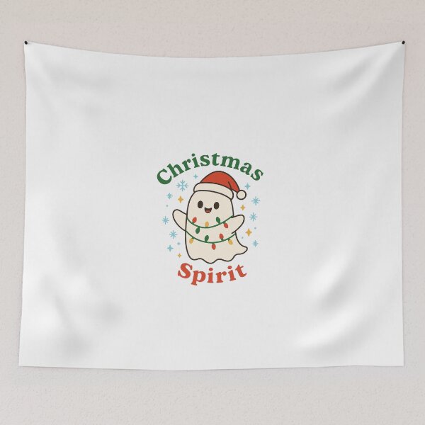 Item preview, Cute Christmas Spirit Ghost with Santa Hat and Lights designed and sold by RocknCat.