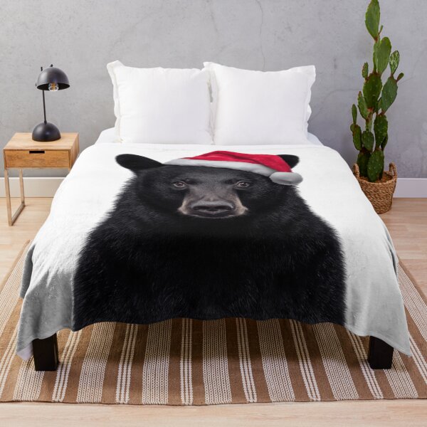 Item preview, Black Bear with Christmas Hat – Festive Animal Xmas Design designed and sold by LazyOwlStore.