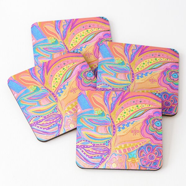 Item preview, Boho Maximalist Abstract | Bright Neon Psychedelic Floral Art designed and sold by DarLenn..