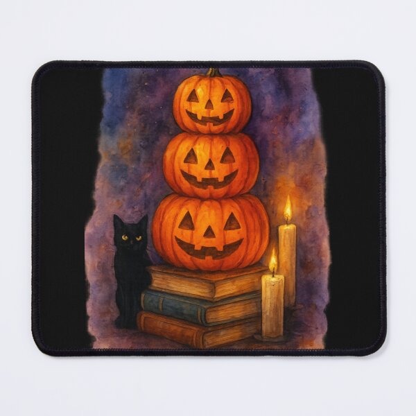 Item preview, Spells & Stories | Watercolor Cat, Pumpkins and Books designed and sold by thatgirlrenee91.