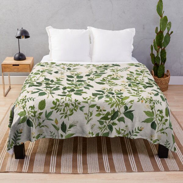 Item preview, Botanical Leaf Pattern with Green Foliage and White Flowers designed and sold by CoolPixels.