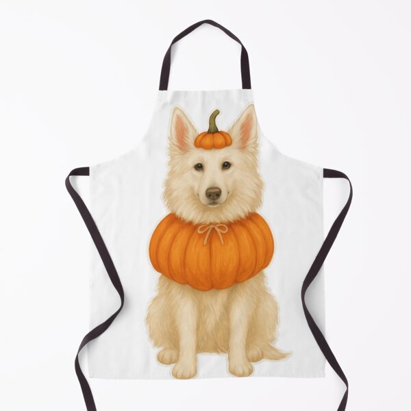 Item preview, White Swiss Shepherd Dog in Pumpkin Costume – Cute Halloween Autumn Design designed and sold by GoodyPaws.