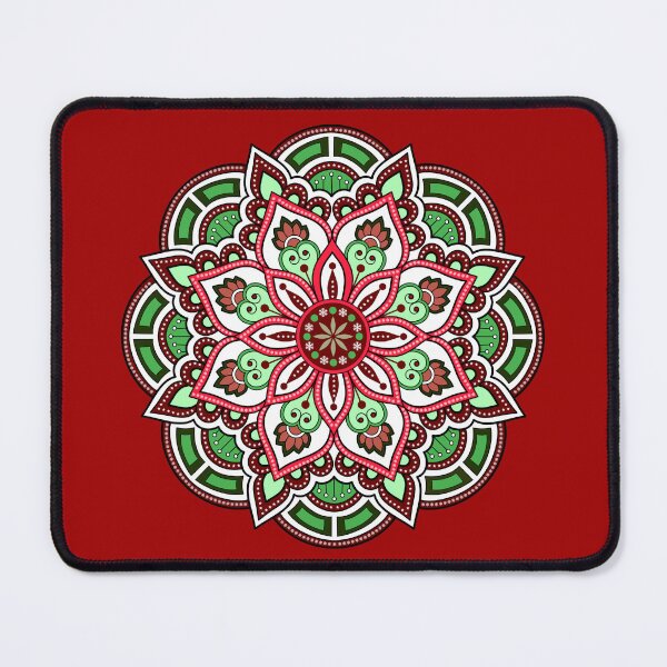 Item preview, Holidays Christmas festive red green snowflake ornament mandala pattern designed and sold by DivineMandala.