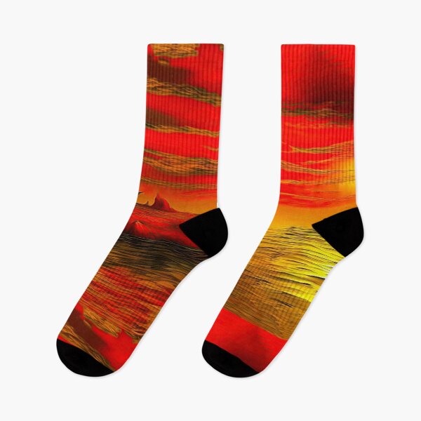 Item preview, Fiery Abstract Sunset with Solitary Sailboat designed and sold by LanaGustavsson.