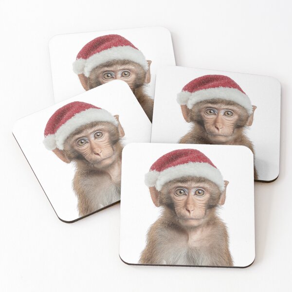Item preview, Monkey with Christmas Hat – Festive Animal Xmas Design designed and sold by LazyOwlStore.