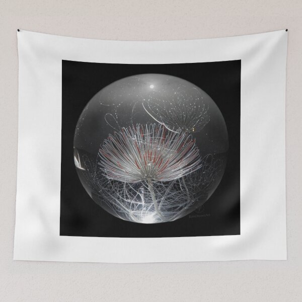 Item preview, dandelion light-white pattern on grey glass sphere,dandelion dance  designed and sold by Raindreamart.