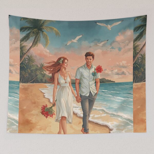 Item preview, Seaside Lovers with Amaryllis – Cottagecore Romance designed and sold by Deezyned.