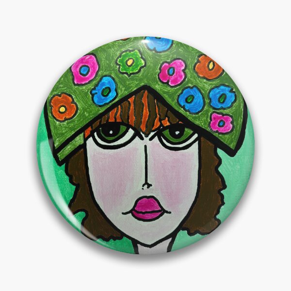 Item preview, Portrait of a vintage woman with a multicolored flower hat: Flore designed and sold by CathPainting.