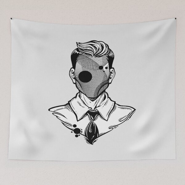 Item preview, Hand Drawn Portrait Of A Weird Man With Anonymous Face designed and sold by KieraCassin.