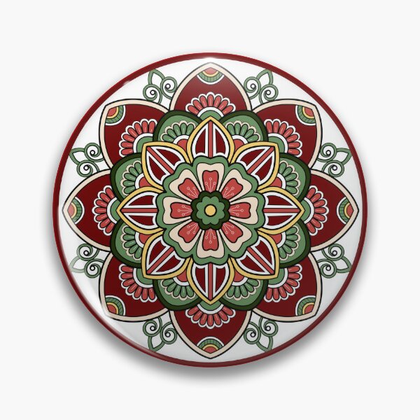 Item preview, Seasonal Red Floral Christmas festive green holidays snowflake mandala pattern designed and sold by DivineMandala.