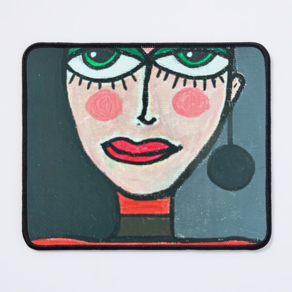 Item preview, Rosy is a Woman with Red Hat & Flower – Unique Hand-Painted Portrait designed and sold by CathPainting.