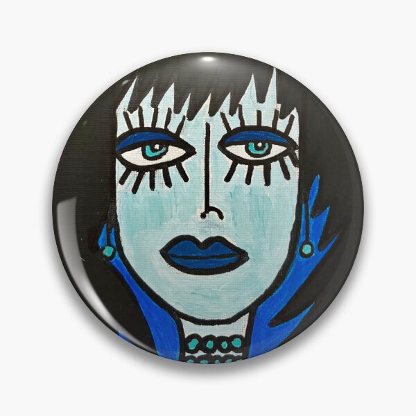 Item preview, The Gothic - Acrylic Painted Portrait of Woman with Blue Eyes designed and sold by CathPainting.
