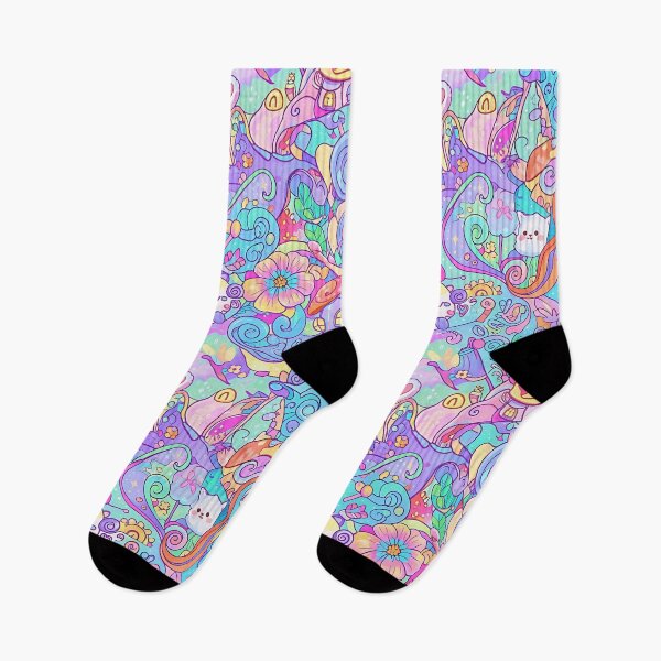 Item preview, Whimsical Cute Animal Dreamscape – Psychedelic Fantasy Pattern designed and sold by DeluluDealer.