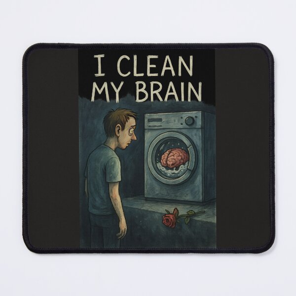 Item preview, I Clean My Brain – Dark Humor Washing Machine Illustration designed and sold by AMAOZ.