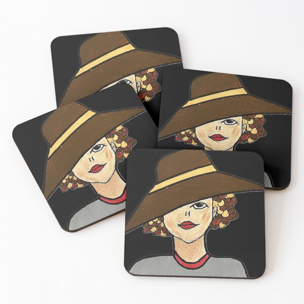 Item preview, Woman with Retro Hat – Vintage Portrait Painting designed and sold by CathPainting.