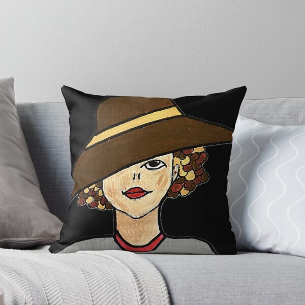 Item preview, Woman with Retro Hat – Vintage Portrait Painting designed and sold by CathPainting.