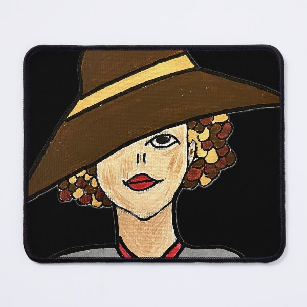 Item preview, Woman with Retro Hat – Vintage Portrait Painting designed and sold by CathPainting.