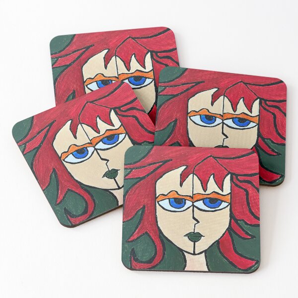 Item preview, Woman with Big Blue Eyes – Fun Pop Art Portrait designed and sold by CathPainting.