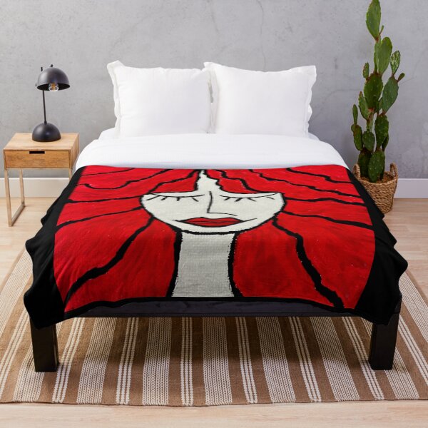 Item preview, Pop art portrait of a red woman – Modern painting designed and sold by CathPainting.