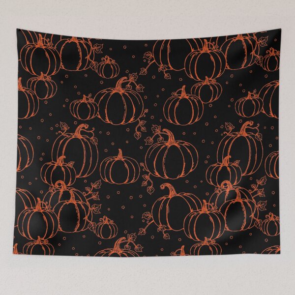 Item preview, Orange Pumpkin Line Art Illustration Pattern designed and sold by UnhingedBird.