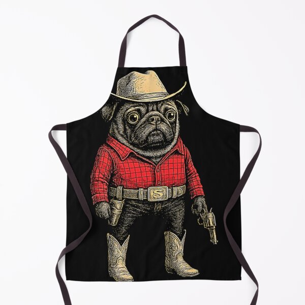 Item preview, Cowboy Pug Dog Funny Western Outfit Red Pug Cowboy designed and sold by GabrielBenavid1.