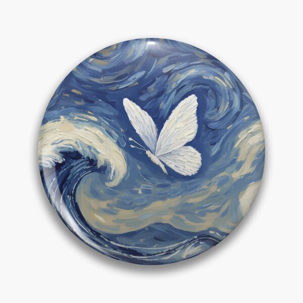 Item preview, Starry Night Waves & Butterfly — Celestial Ocean Art Print designed and sold by DreamiCanvas.