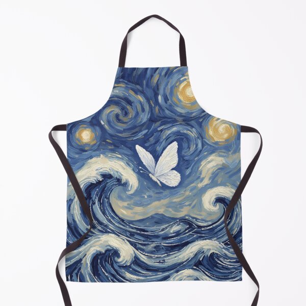Item preview, Starry Night Waves & Butterfly — Celestial Ocean Art Print designed and sold by DreamiCanvas.