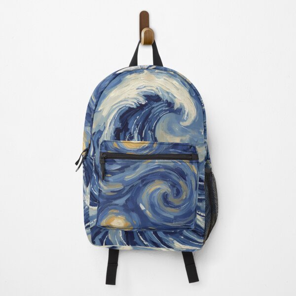 Item preview, Starry Night Waves & Butterfly — Celestial Ocean Art Print designed and sold by DreamiCanvas.